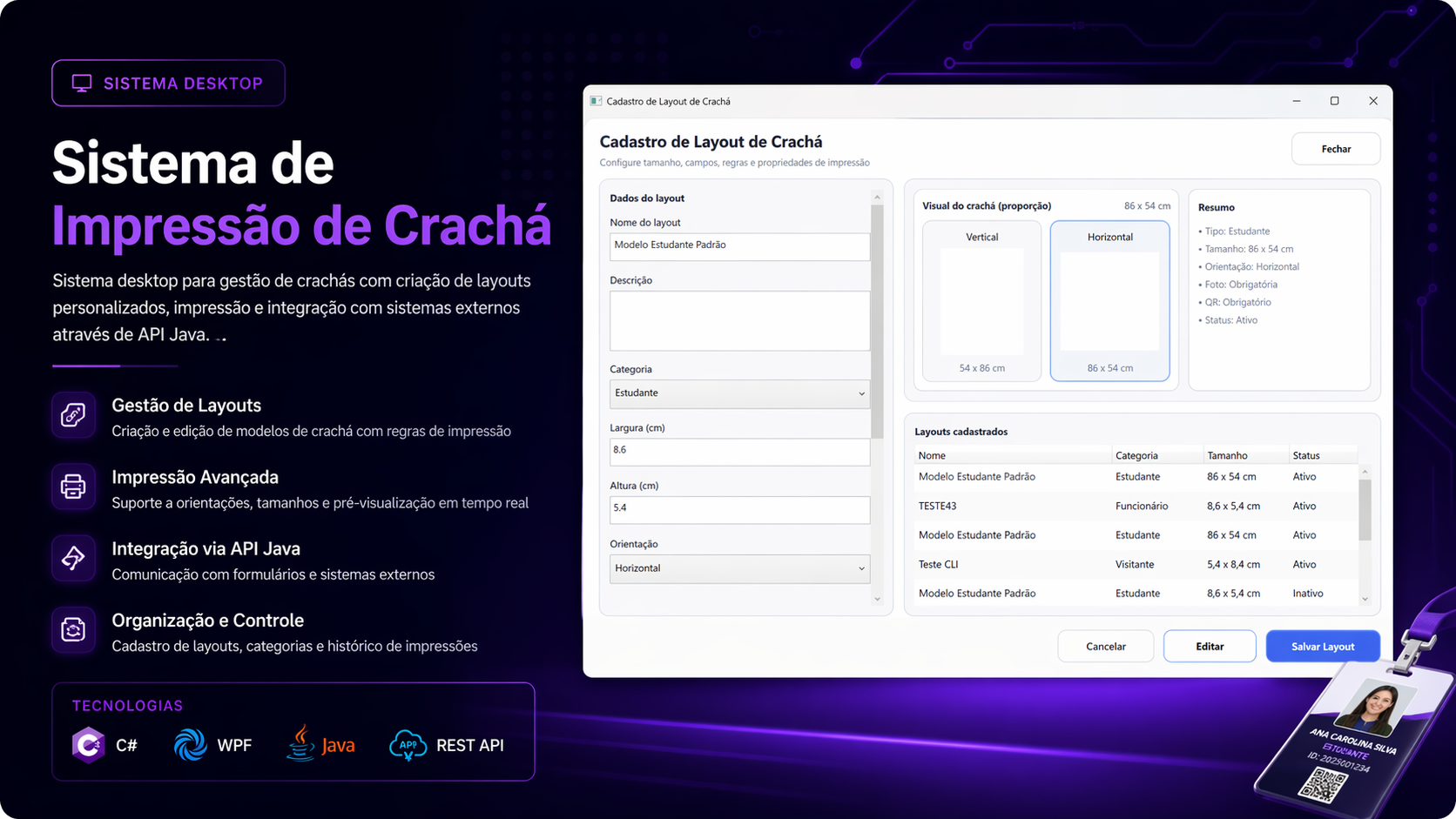 Sistema de Impressão de Crachá